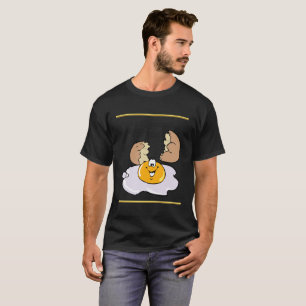Spiegelei des Cartooncharakters mit großem Läche T-Shirt