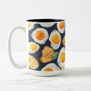 Spiegelei & Toast Nahtloses Muster Küchenkunst Zweifarbige Tasse