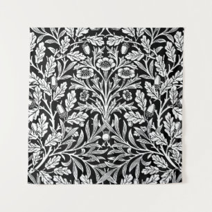 Spiegelkernen und Eiche Blätter Schwarz & Weiß Wandteppich