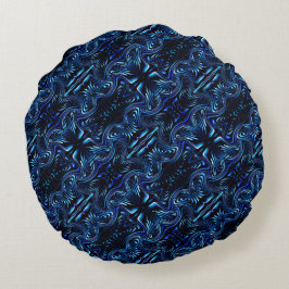 Spiegeln geformter Blume und Schmetterling in dunk Rundes Kissen