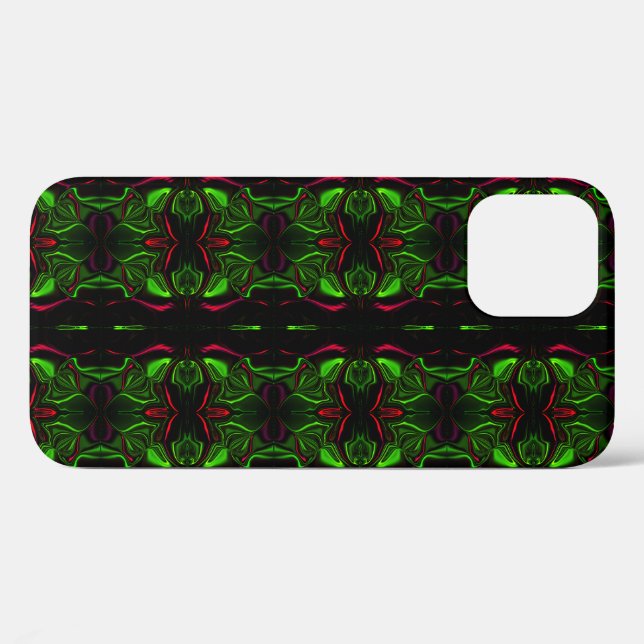 Spiegeln gekrümmter roter Linien auf grünem Hinter Case-Mate iPhone Hülle (Rückseite (Horizontal))