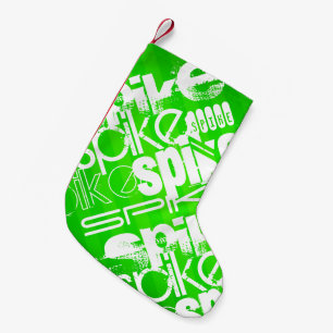 Spiegeln; Neon Green Stripes Kleiner Weihnachtsstrumpf
