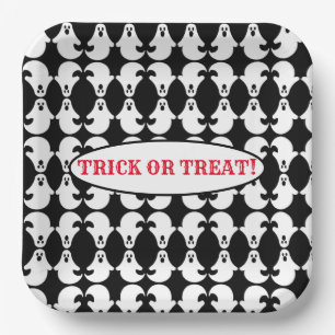 Spiegelrored Ghost Pattern Square Papierplatte Pappteller