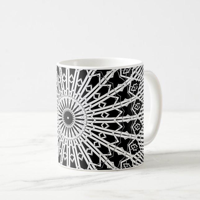 Spiegelsymmetrisches Mandala Kaffeetasse (VorderseiteRechts)