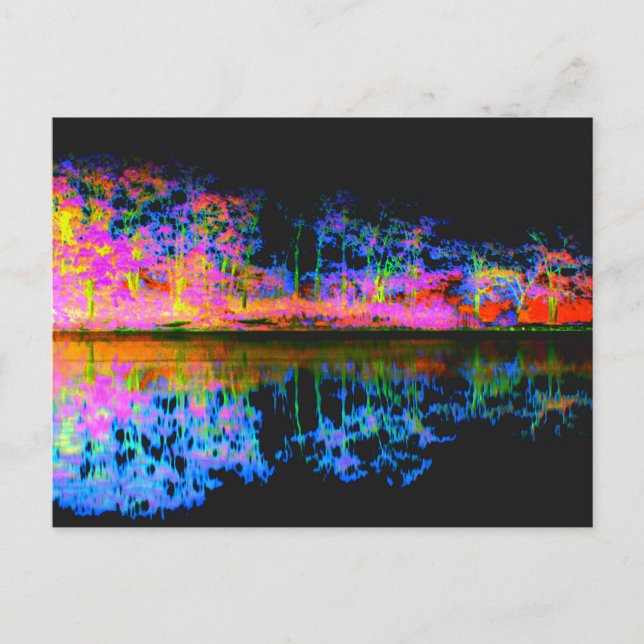 Spiegelungen Natur Treppensee Linie Schwarz - Abst Postkarte (Vorderseite)