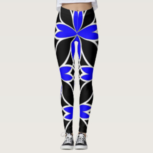 Spiegelverkehrtes keltisches Muster ( blau inverti Leggings