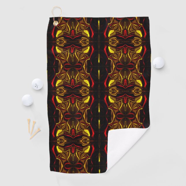 Spieglein - Gold und rot gebogene Spuren mit dunkl Golfhandtuch (Insitu)