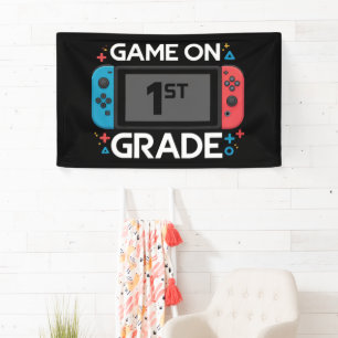Spiel auf 1. Stufe Zurück zur Schule Funny Gamer Banner