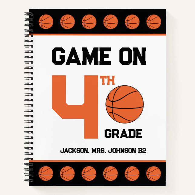 Spiel auf dem Basketball zurück zur Schule, Name h Notizbuch (Vorderseite)