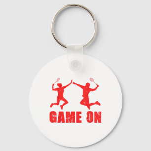 Spiel auf der grafischen Badminton Player Shuttle Schlüsselanhänger