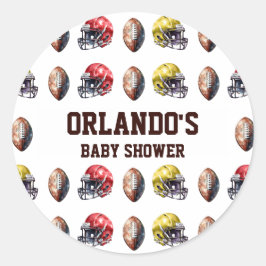 Spiel auf Football Baby Dusche Runder Aufkleber