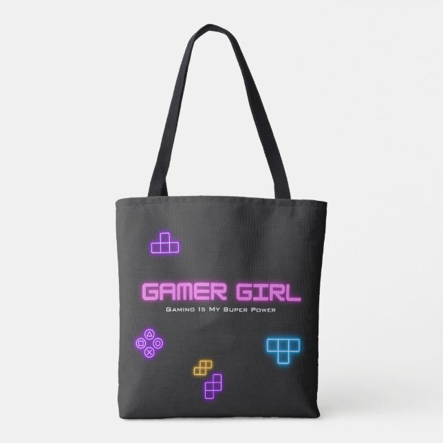 Spiel auf Neon rosa, grün, Video-Gamer Tasche (Rückseite)