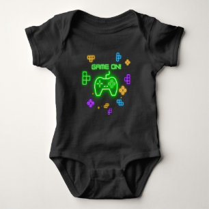 Spiel auf Neongrün, Blau und Gelb Gamer Baby Strampler
