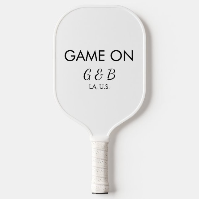 Spiel auf Pärchen Namen Hochzeitsfeier Platz Stadt Pickleball Schläger (Vorderseite)