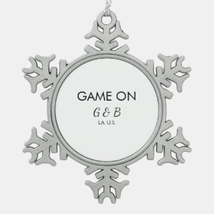 Spiel auf Pärchen Namen Hochzeitsfeier Platz Stadt Schneeflocken Zinn-Ornament
