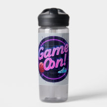 Spiel auf Wasserflasche | Retro Neon Basketbal
