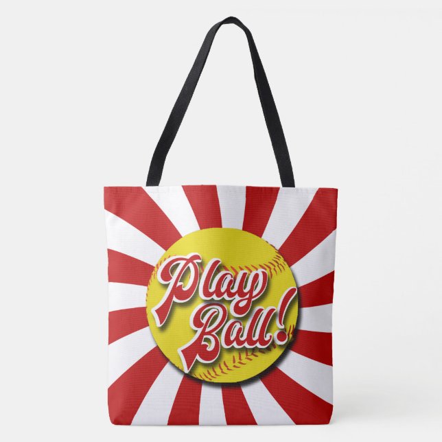 Spiel-Ball! Rote u. weiße Softball-Tasche Tasche (Vorderseite)