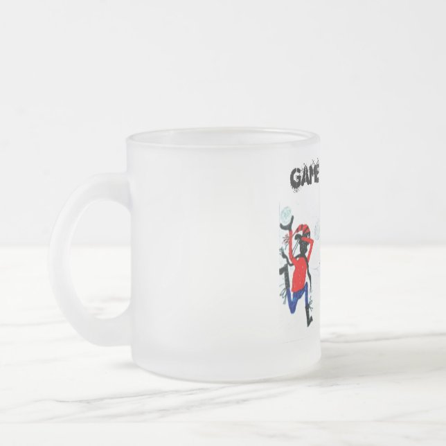 Spiel der Pfeile, mattierte Tasse aus Glas. (Links)
