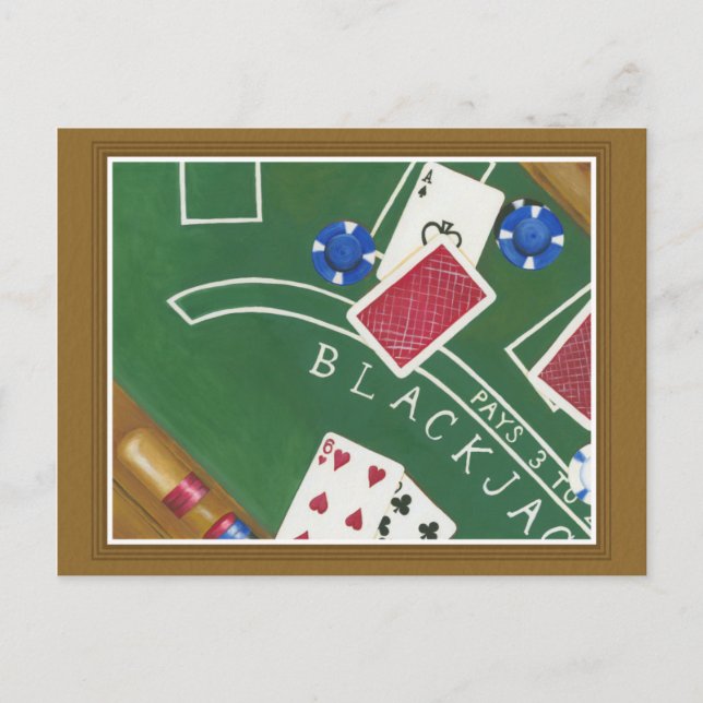 Spiel des Blackjacks mit Chips von Chariklia Zarri Postkarte (Vorderseite)