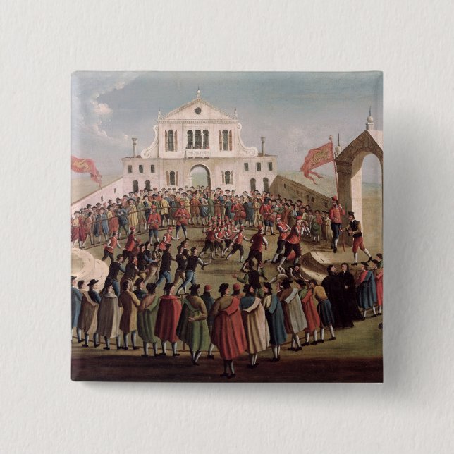 Spiel des Fußballs bei Sant'Alvise, Venedig Button (Vorderseite)