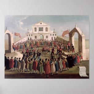 Spiel des Fußballs bei Sant'Alvise, Venedig Poster