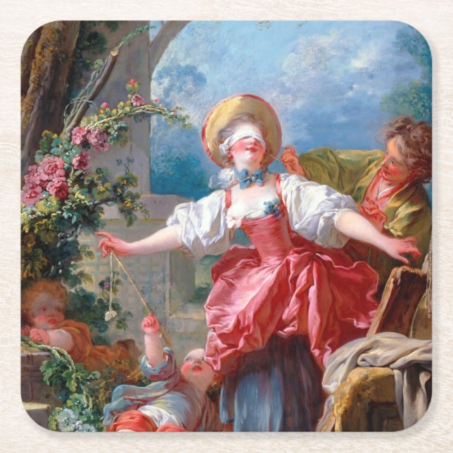 Spiel des Tags, Fragonard Rechteckiger Pappuntersetzer (Vorderseite)
