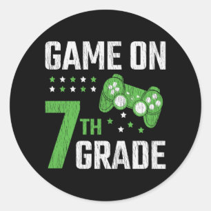 Spiel Ein 7. Klasse Gamer Zurück Zur Schule Schüle Runder Aufkleber