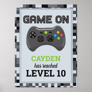 Spiel Ein Videospiel Geburtstagsplakat Level Up Poster