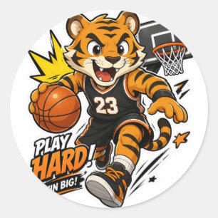 SPIEL HART GEWINN GROSS TIGER BASKETBALL AUFKLEBER