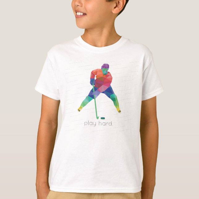Spiel-hartes Hockey Origami T-Shirt (Vorderseite)
