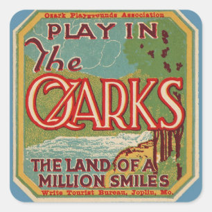 Spiel im OZARKS-Land von Million Lächeln Quadratischer Aufkleber
