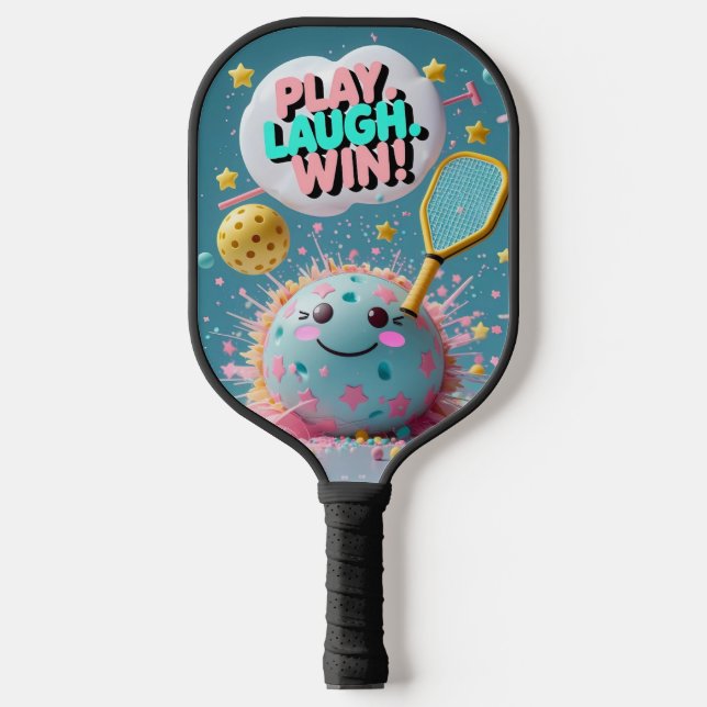 Spiel. Lachen. Gewinnen! - Minimal Kawaii Pickleba Pickleball Schläger (Vorderseite)