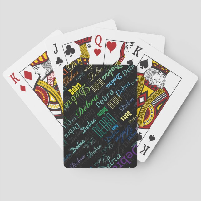 Spiel mit farbigen Namen Spielkarten (Rückseite)
