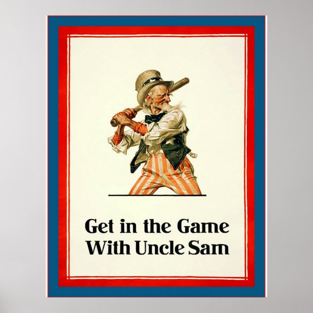 Spiel mit Onkel Sam ~ Vintager Weltkrieg Poster (Vorne)