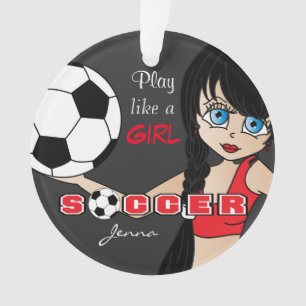 Spiel mögen einen Fußball des Mädchen- rot u Ornament