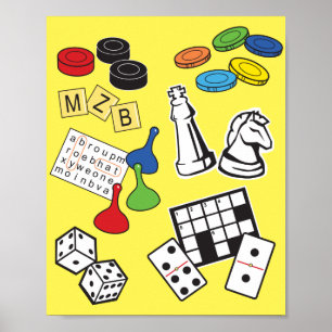 Spiel Night, Board Games und Word Puzzles Poster