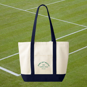 Spiel Satz Match Grün Kamm Navy Besatz Tennis Tragetasche