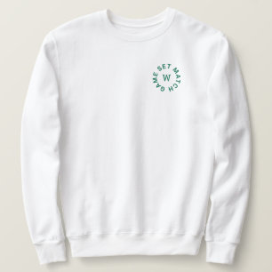 Spiel Set Match Green Monogram Mens Tennis Whites Sweatshirt