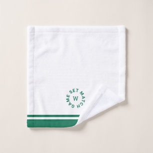 Spiel Set Match Monogram Green Stripe Tennis Face Waschlappen
