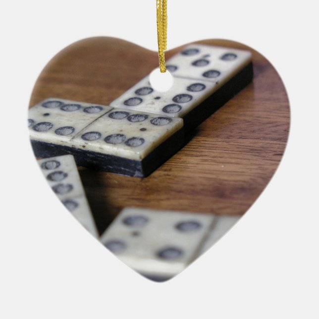 Spiel-Tabellen-Domino-Domino-hölzernes altes Keramikornament (Vorne)