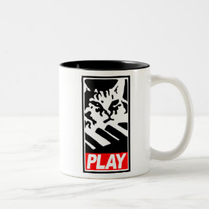 Spiel-Tastatur-Katzen-Tasse Zweifarbige Tasse