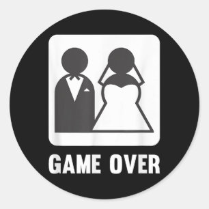 Spiel über die Braut des Heiratshauses Runder Aufkleber