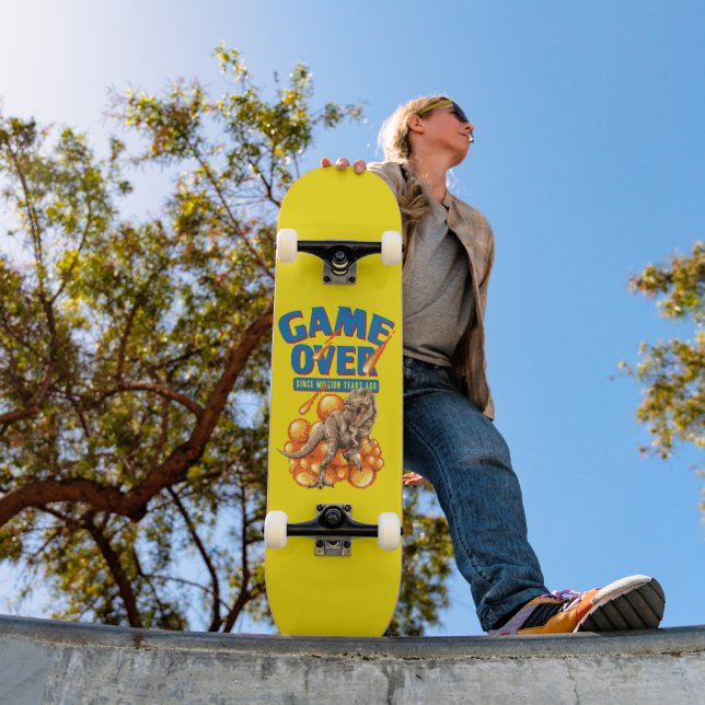 Spiel über Dinosaur-Apokalypse Pixel Art Skateboard (Außen 1)
