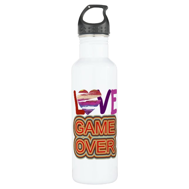 Spiel über Liebe und Herz Edelstahlflasche (Vorderseite)