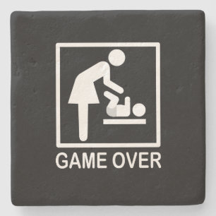 Spiel über Mama Funny Black und White Piktogramm Steinuntersetzer
