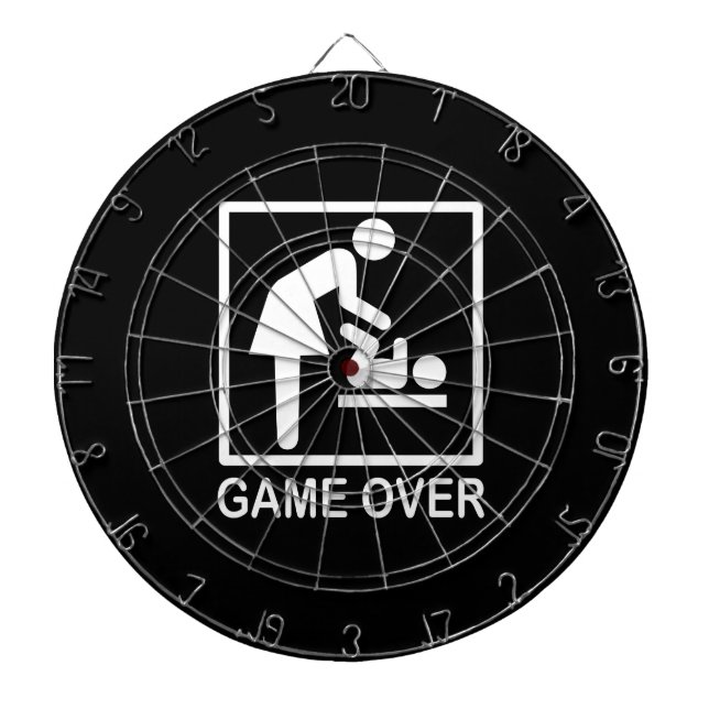 Spiel über Mama-lustigem Schwarzweiss-Piktogramm Dartscheibe (vorne)