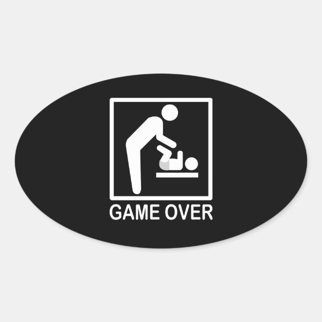 Spiel über Vater Funny Piktogramm Ovaler Aufkleber (Vorderseite)