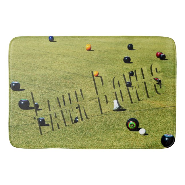 Spiel und Logo der Rasenbowls; Badematte (Vorderseite)