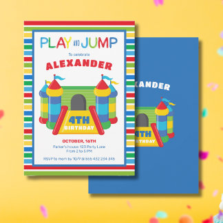 Spiel und springen blau und rot einladung