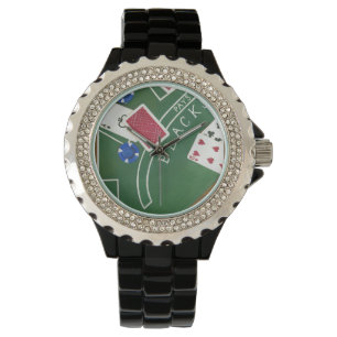 Spiel von Blackjack mit Chips durch Chariklia Armbanduhr